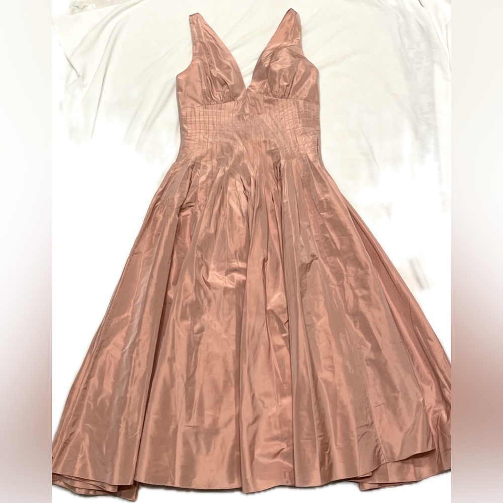 SILK TERI JON Vintage Blush Pink Dusty Rose Long Sleeveless Blush Pink Dress 6